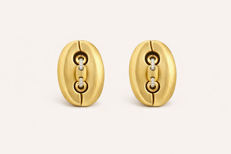 Boucles d'oreilles Graines d'Or en or brossé, RENN Paris